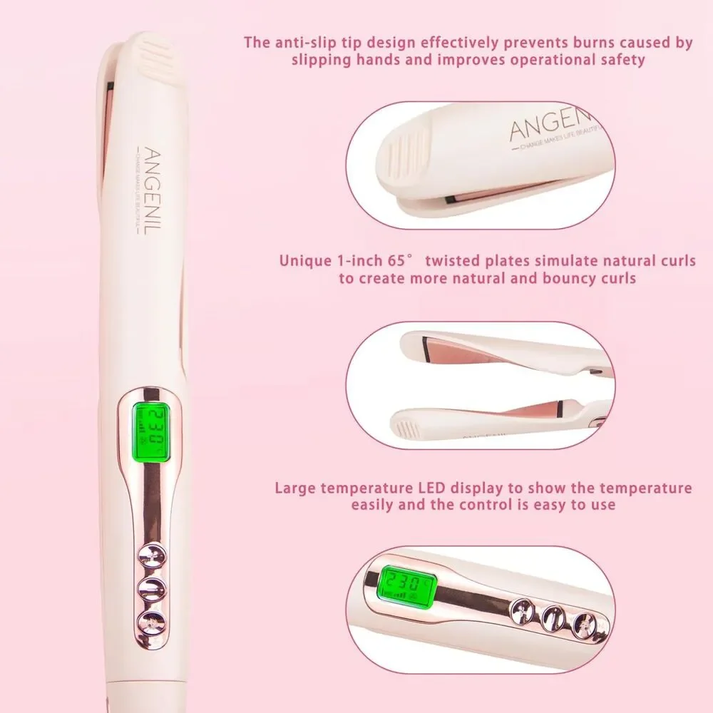 NEW 2-in-1 Pink Pro Hair Straightener & Curler 